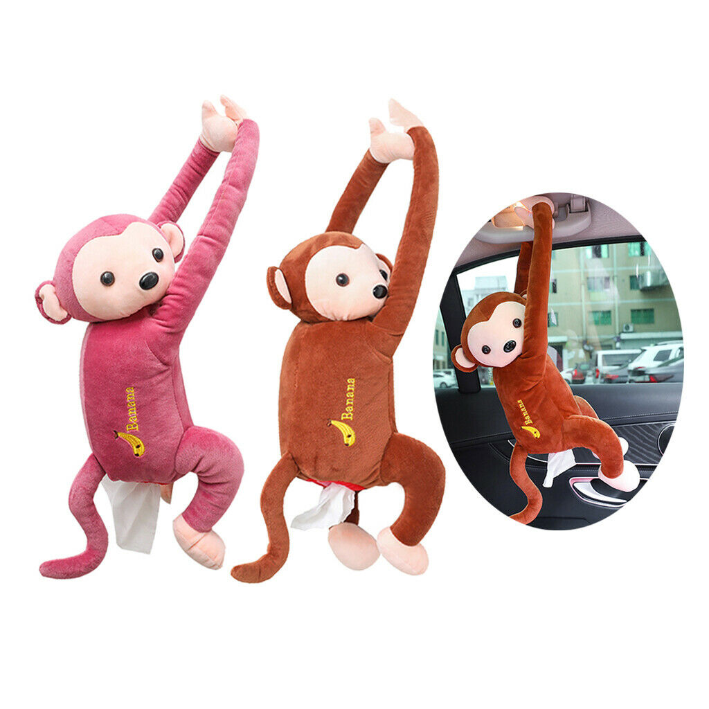 New Cute Plush Monkey Tissue Cover Animal Cartoon for Car Office cameo brown