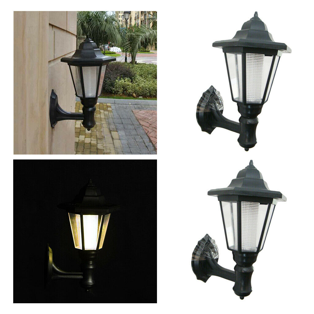 2 Pieces Power LED Light Retro Waterproof Automatic Patio Lamp Warm White