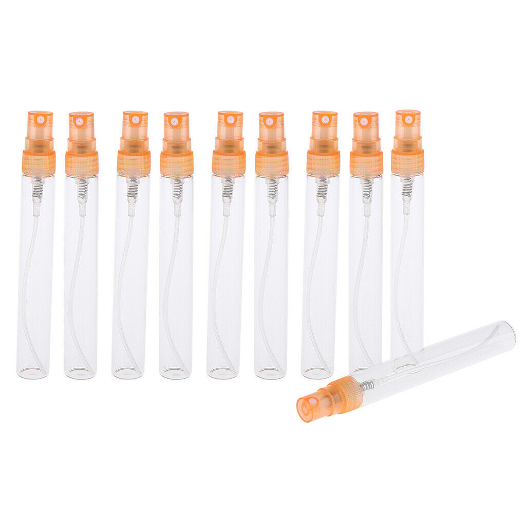 10x Empty 5/10mL Refillable Perfume Bottle Pump Spray Tube Glass Vials 10 ML