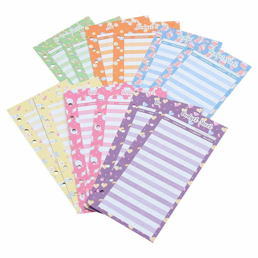 12 Pieces Expense Tracker Binder Budget Sheets Candy Print School Office Tools
