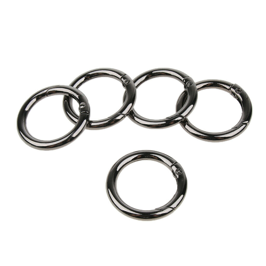 5x Zinc Alloy Round Spring Buckles Snap Hook Keychain Camping Black 25mm