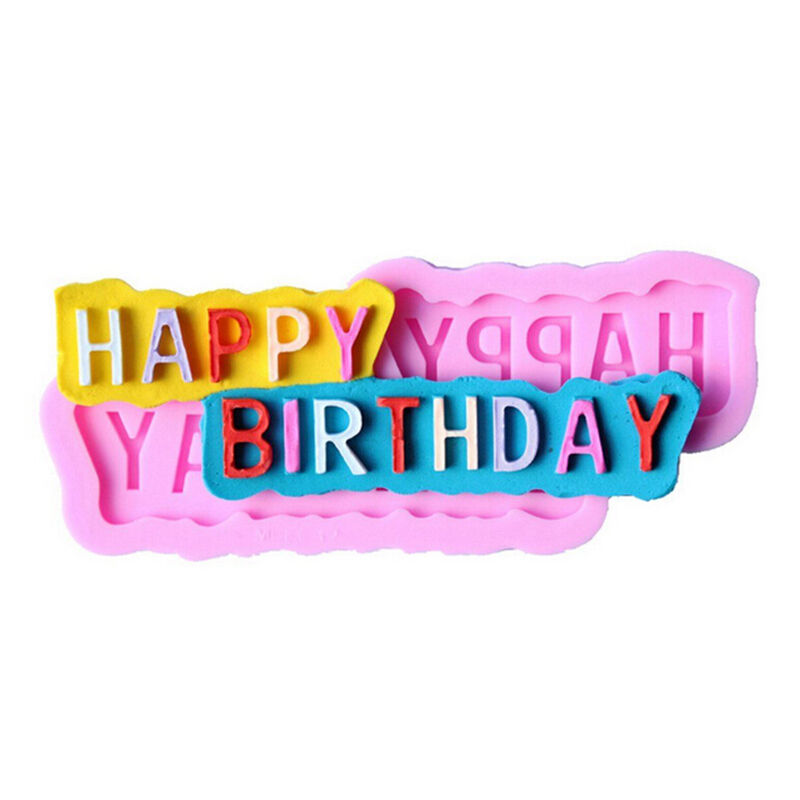 Happy Birthday Silicone Fondant Cake Chocolate Candy Mold Baking Moulds D.l8