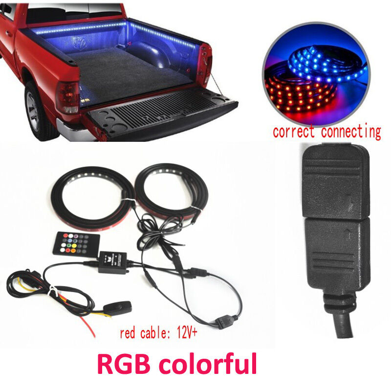 2pc 12V 60" RGB LED Car Truck Bed Light Roof Light Tailgate Strip Neon Glow Lamp