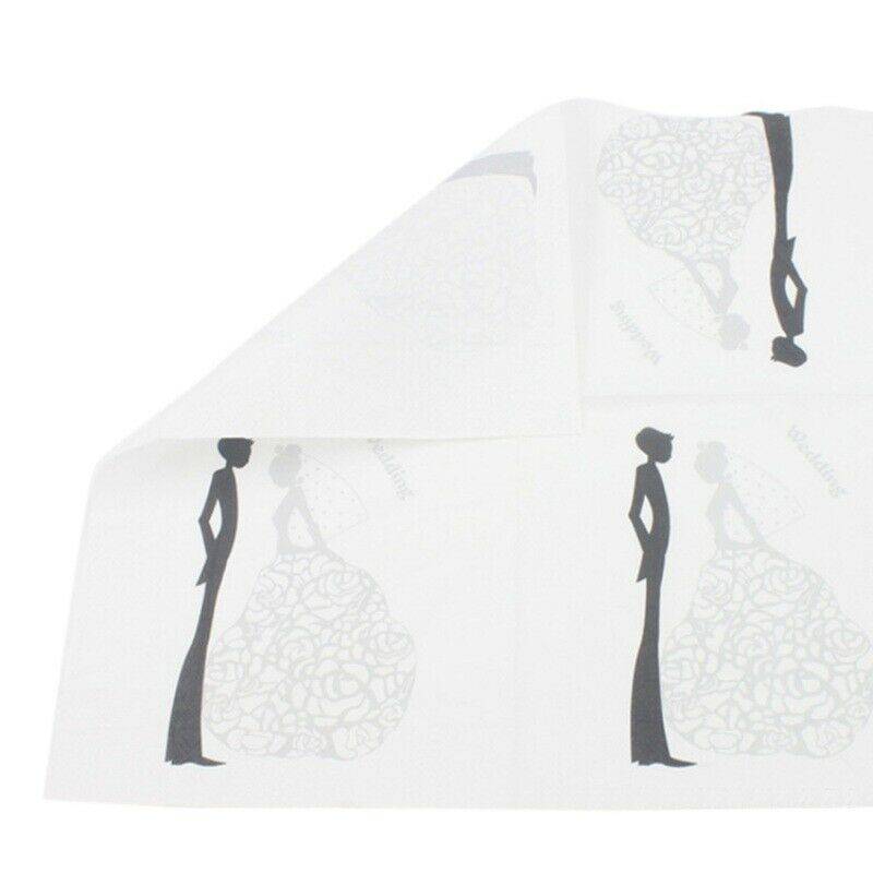 20Pcs 33CM Paper Napkins Wedding Bride Groom Tissue Serviettes Party Supplies