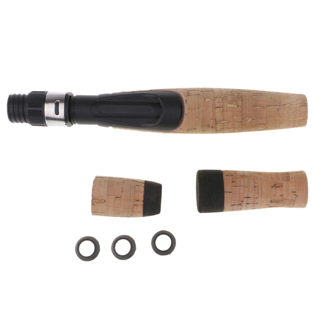 Plastic Reel Seat Rear Grip + Repair Composite Cork Handle Fishing Rod Kit