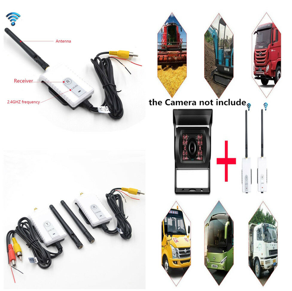 Durable 2.4G Wireless AV Cable Transmitter Receiver Kit for Car Vedio Moniter