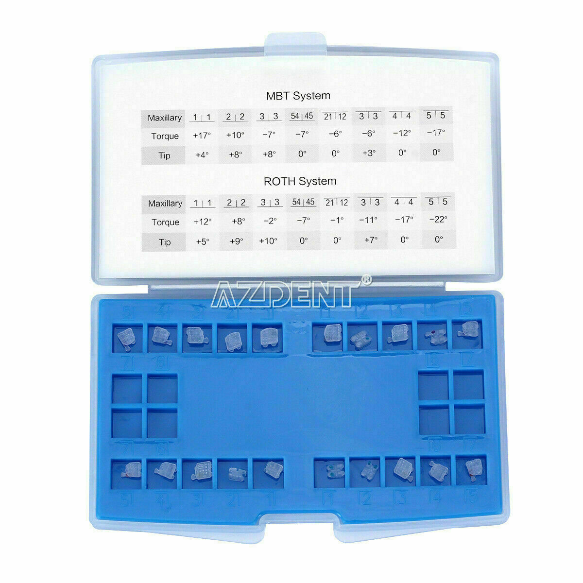 20kits/400pc Dental Ceramic Orthodontics Brackets Brace MBT 0.018 Slot 345 Hooks