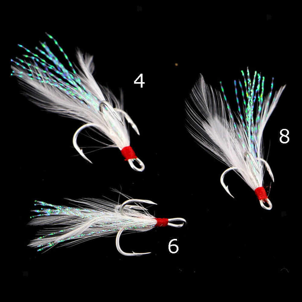 5 Pcs Kit Double Enhanced Carbon Steel Fishing Treble Hooks 4#