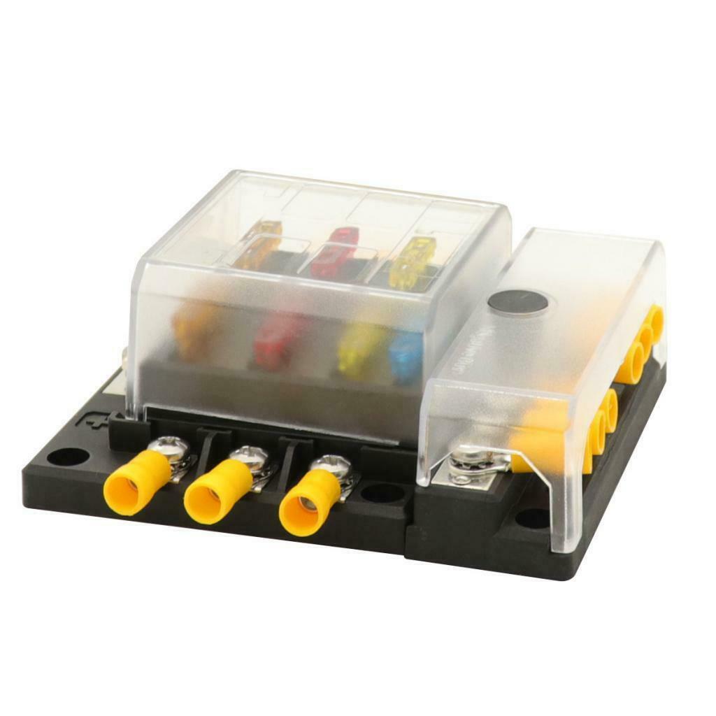 6-Way Blade Fuse Box Block Holder LED Indicator 12V-32V Marine SUV Boat
