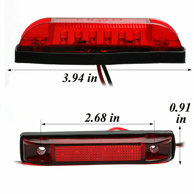2pcs 4" Boat Navigation 6 LED Lighting RED Waterproof Marine Utility Strip Bar