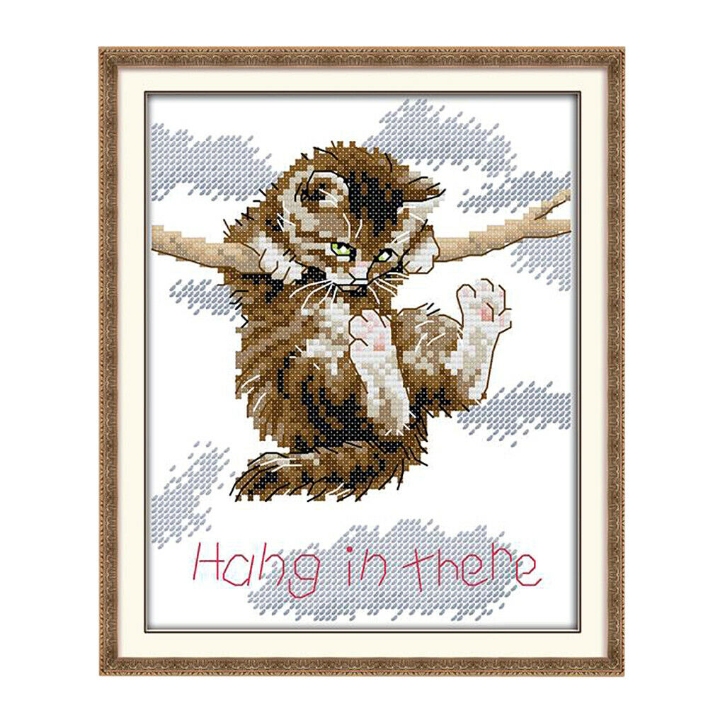 14 Count Cat  in There Counted Cross Stitch Kit Embroidery Kit 18x21cm