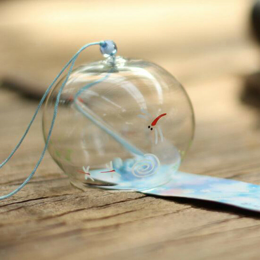 Japanese Style Printed Glass Wind Chime Garden Home Decor Wind Bells 7x6cm1#