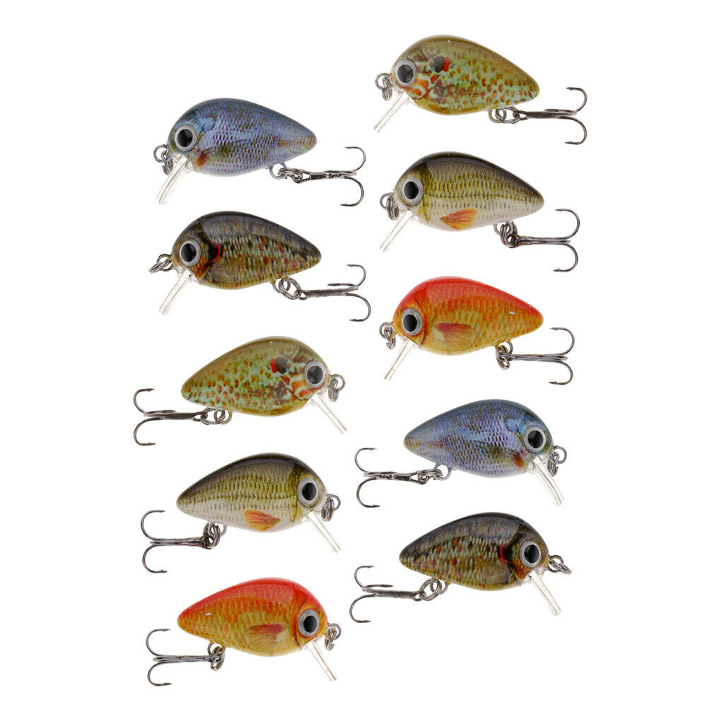 10pcs 1 inch Mini Minnow Crank Baits Sinking Lures Minnow & Popper Diving Lure