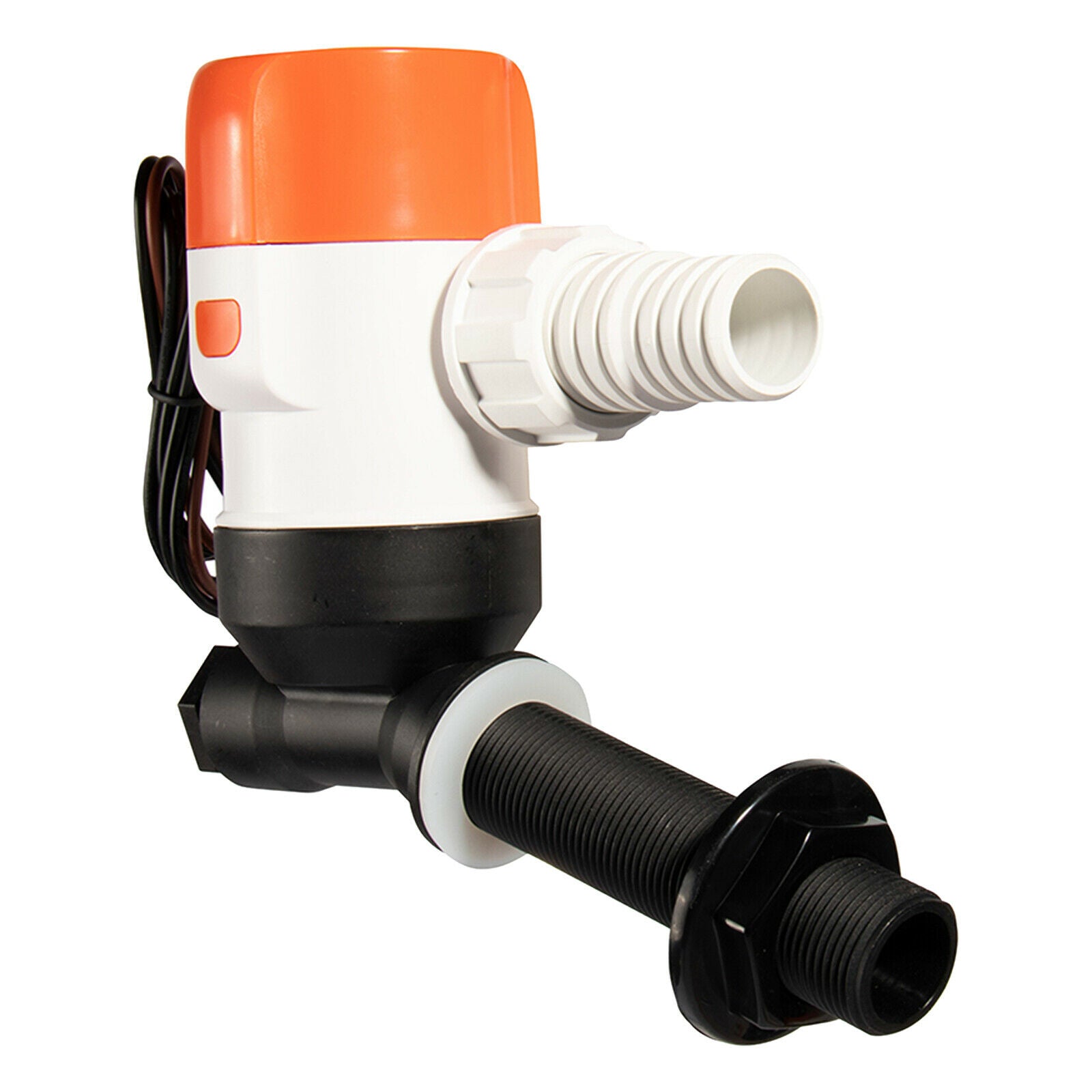 1100 GPH Boat Livewell Pump 12-Volt Angled Thru Hull Fitting Rotatable base