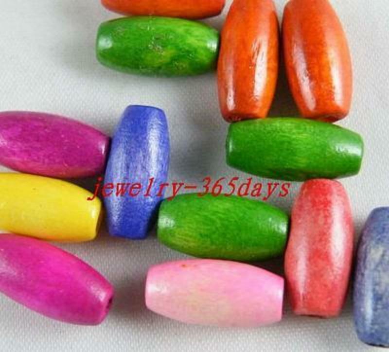 Wholesale 300pcs Wooded Mixed Tube Spacer Beads 15x7mm G74