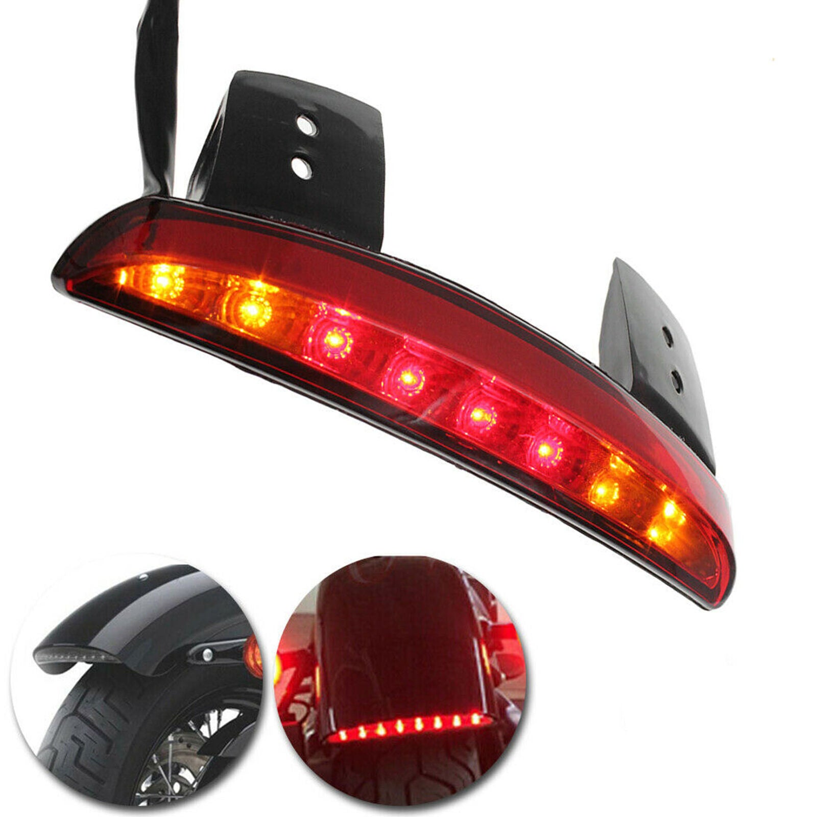 1Pc Led Motorcycle Tail Signals break light Cafe Racer Rear Fender Edge Brake