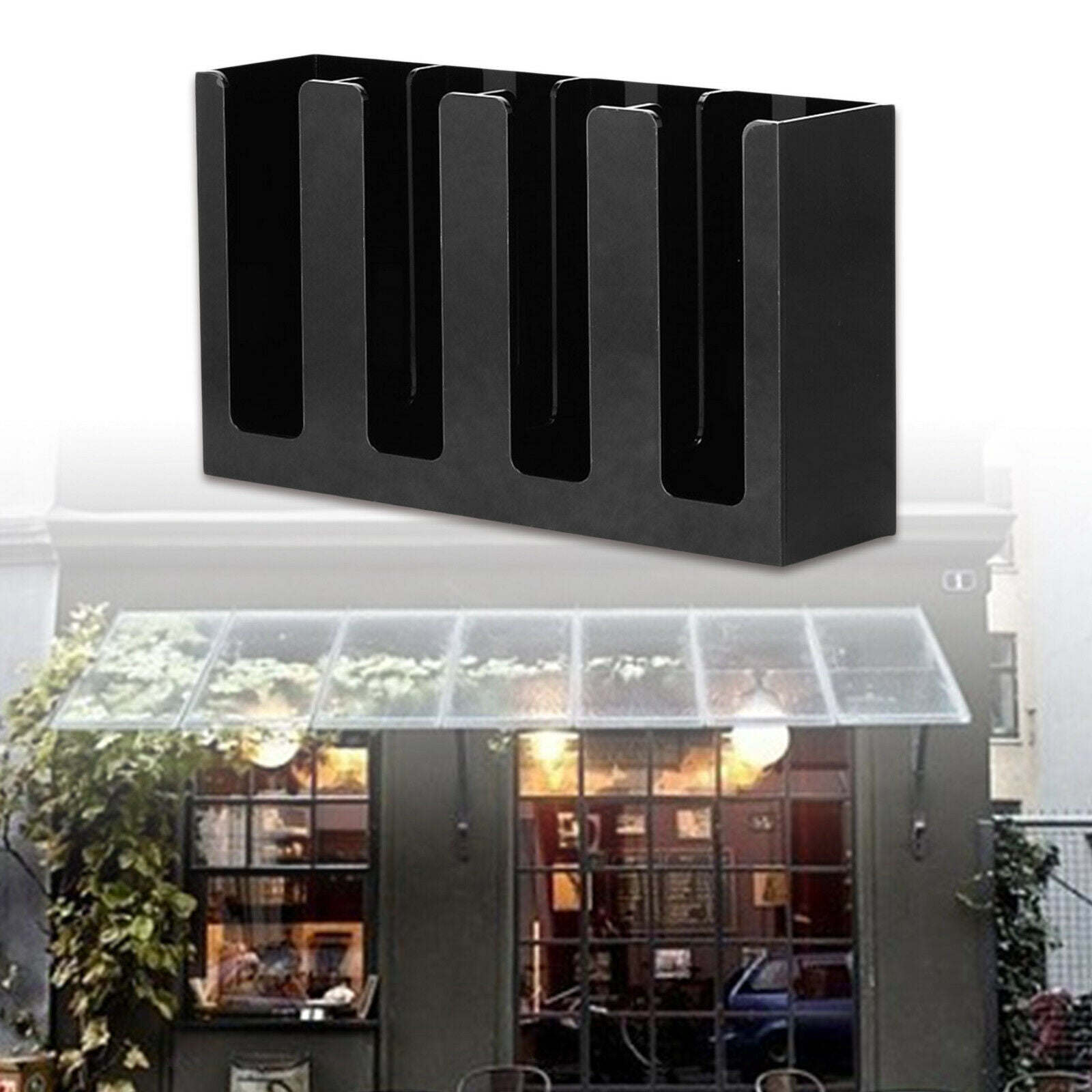 Breakroom 4 Compartments Coffee Cup Organizer Rack Disposable Cup Dispenser