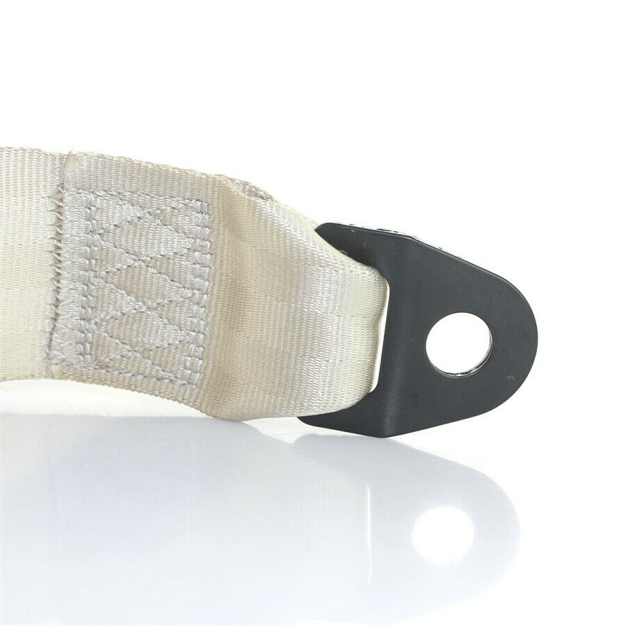 3 Point Universal Safety Seat Belt Beige nylon Strap Retractable & Adjustable