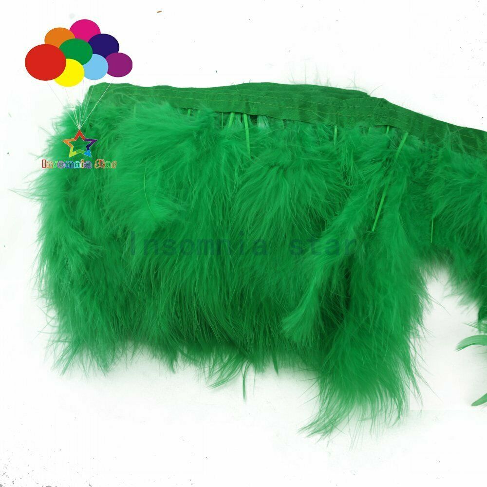 6-7" Grass green Marbou feather fringe trim turkey trims for sewing Crafts 2M