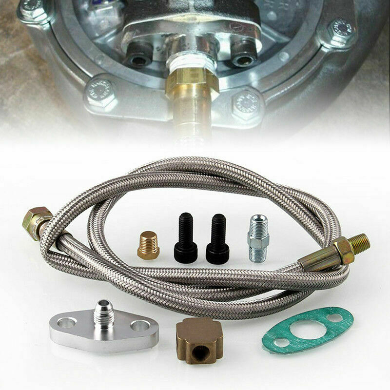 Aluminum Turbo Oil Inlet Hose Feed Line 1/8 NPT Adapter Kit For T3 Turbocharger