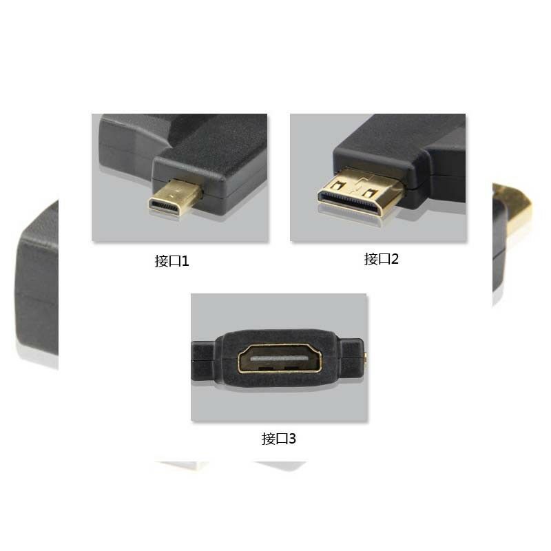 HDMI Female to Mini Micro HDMI Male V1.4 2 in 1 Convertor Adapter Tt