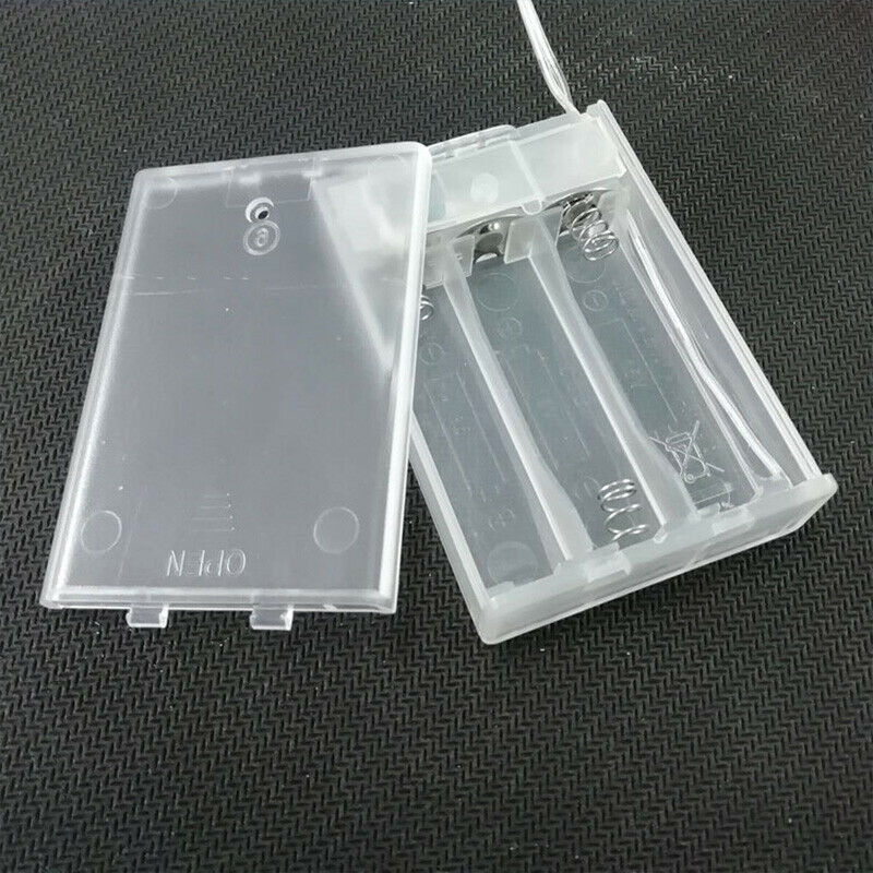 1Pc Clear 3-sections AA Battery Box with Lid Storage Holder Case Accessories