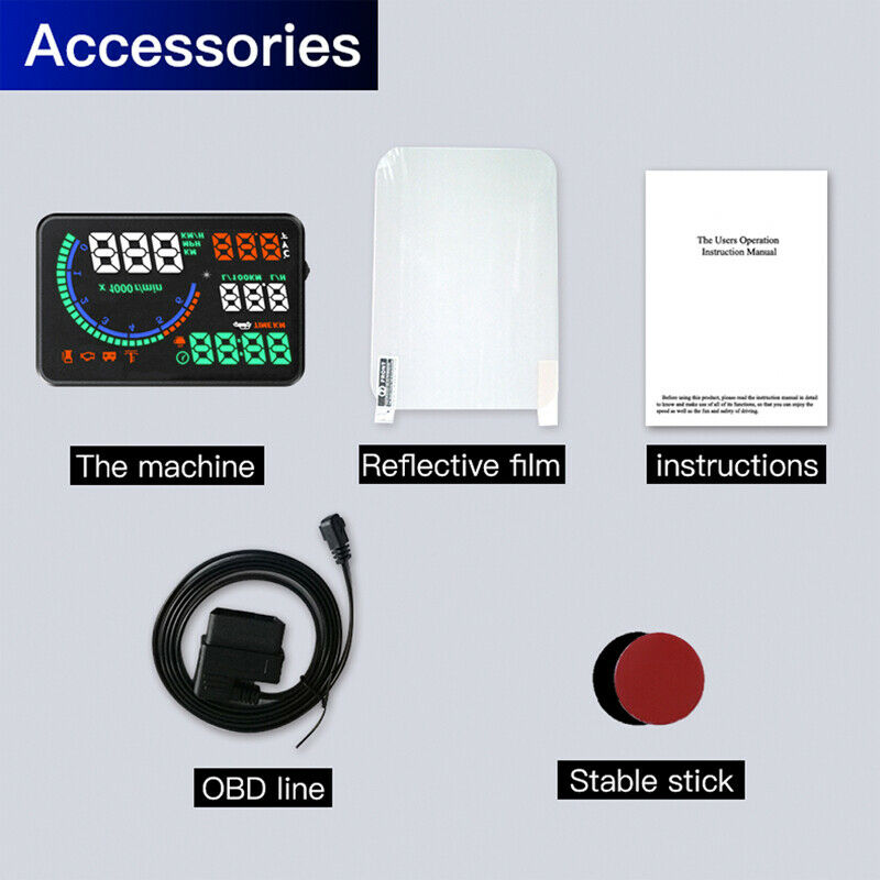 Head-up Display Multi Color OBD Car HUD Windshield Screen Display Speed KMH/MPH