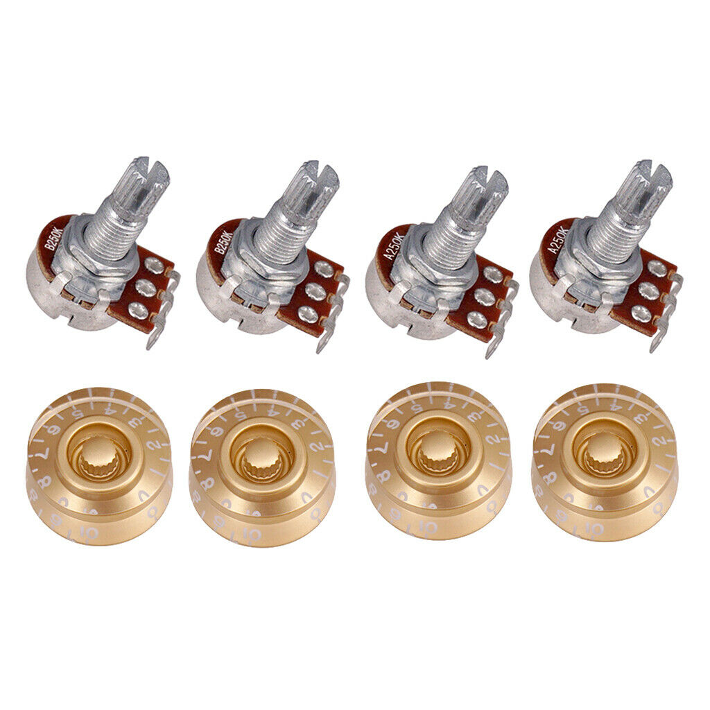 4 X Guitar Potentiometer A250K B250K + 4-Piece Knob Volume Control Volume Knob