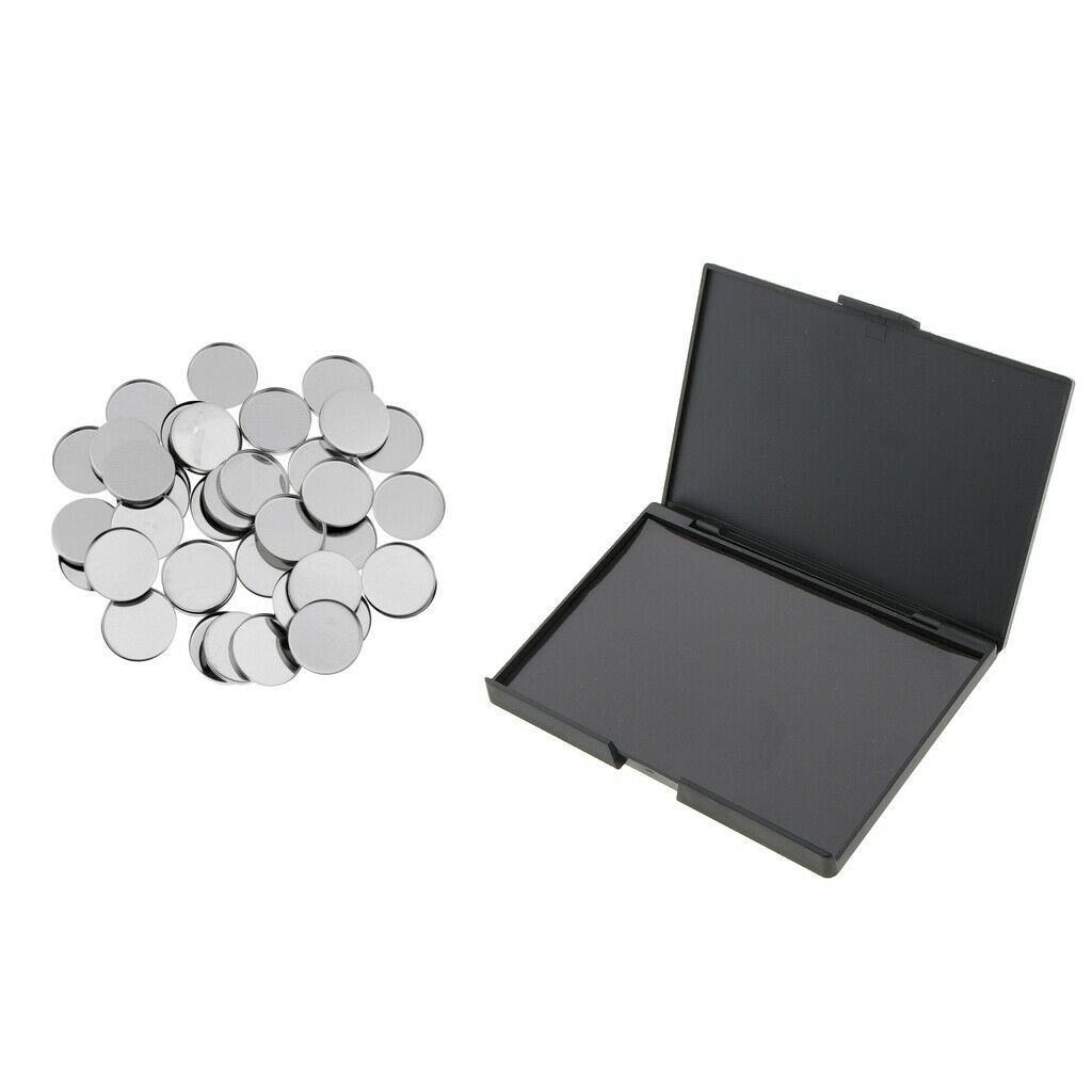 50Pcs Empty Metal Pans & Magnetic Palette Box for Eye Shadow DIY Cosmetics