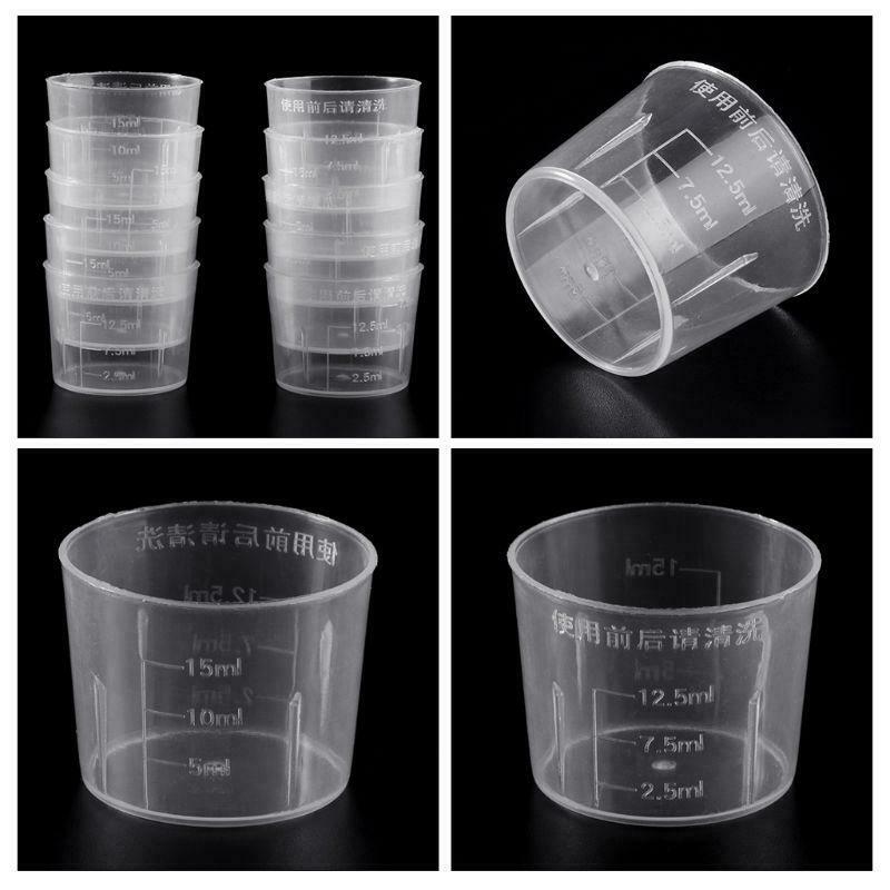 10Pc 15ml Clear Plastic Measuring Cup Graduated Measure Beaker Measuring For Lab