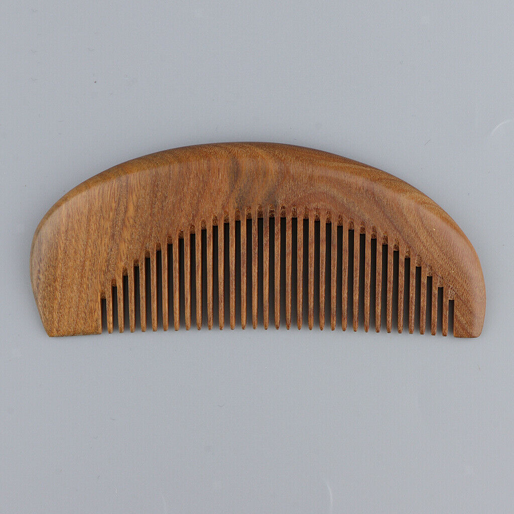 Wide Tooth Natural Wooden Hair Comb Anti-static Massage Detangler Comb Half Moon