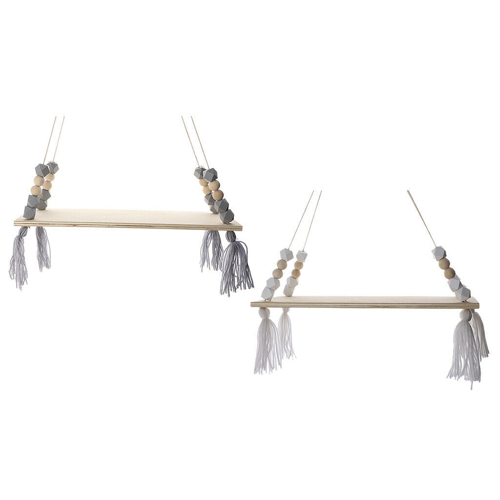 2pcs Entryway Wall Mounted Bracket Flower Vase Holder with Beads and Tassels