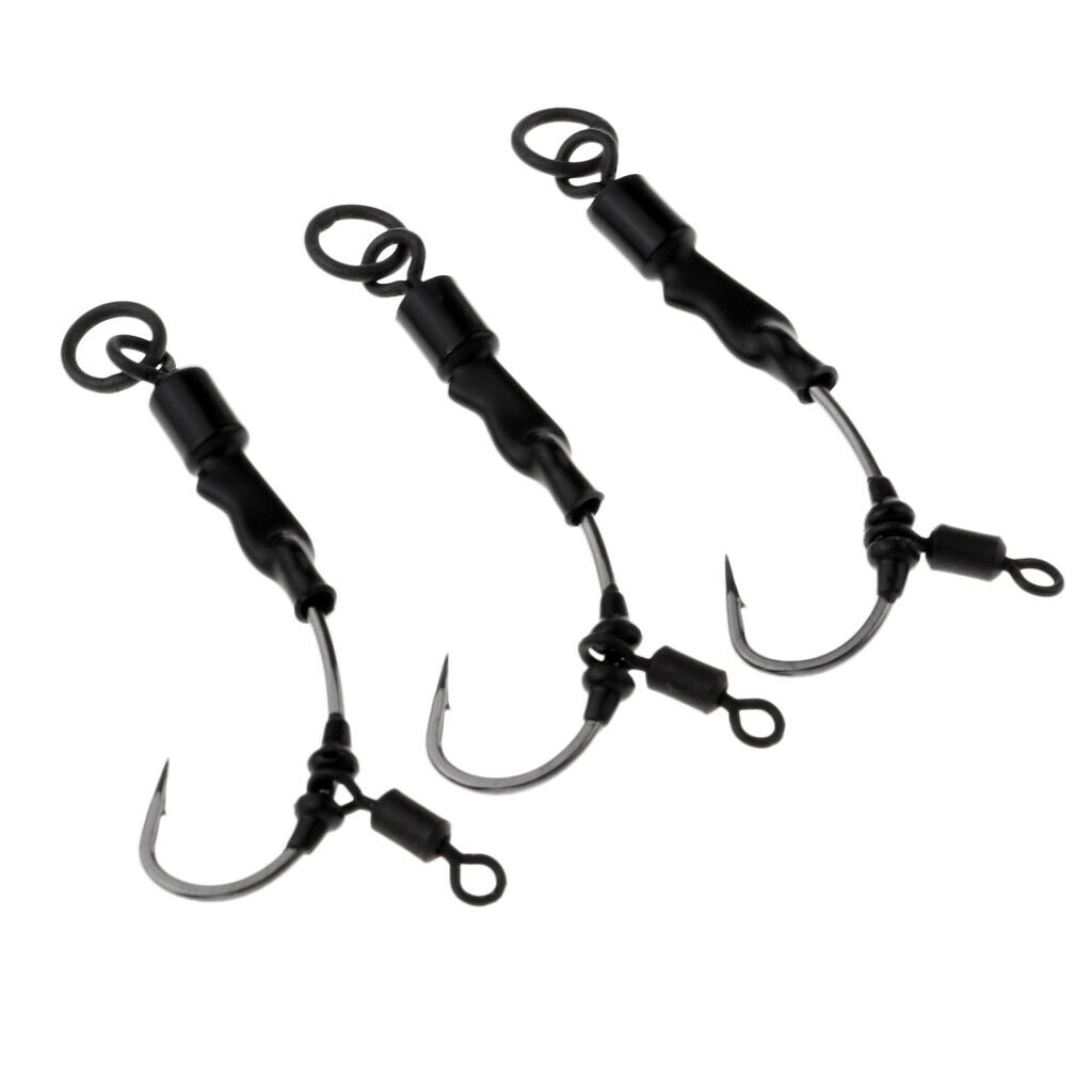 3pcs Carp Fishing Chod Rigs Ready Tied Rigs Stiff Rigger Barbed Hook HK-D002