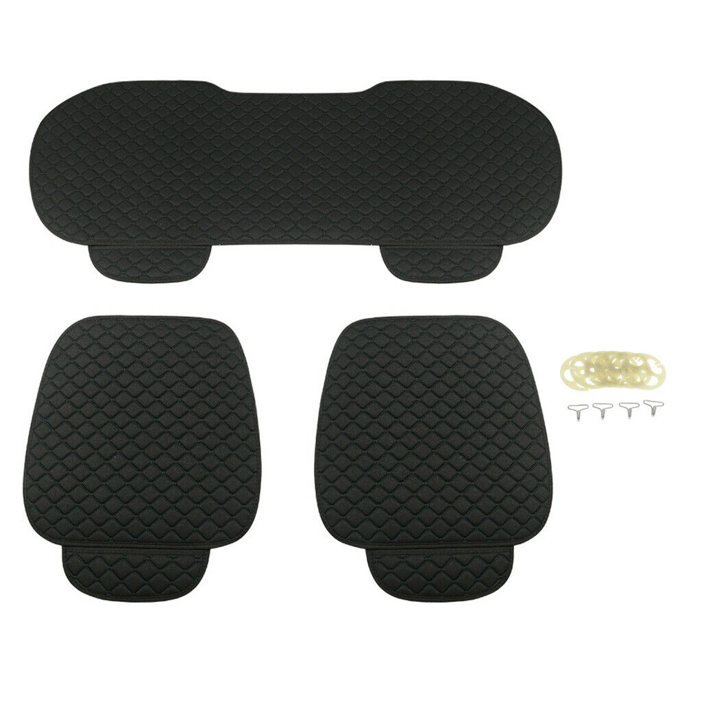 Flax Car Single Seat Pads Cushions Covers Non-slip Universal Black
