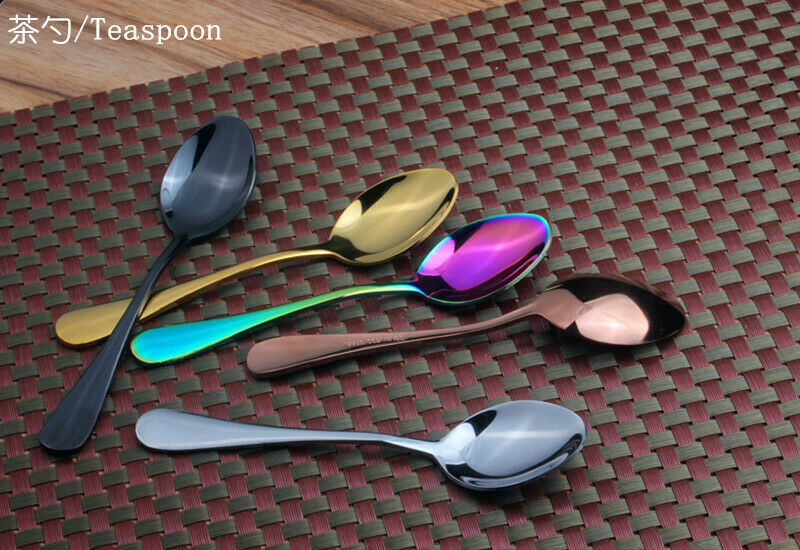 4xTea Spoon Rainbow Cutlery Replacement Teaspoons Tea Spoons Stainless Steel HN