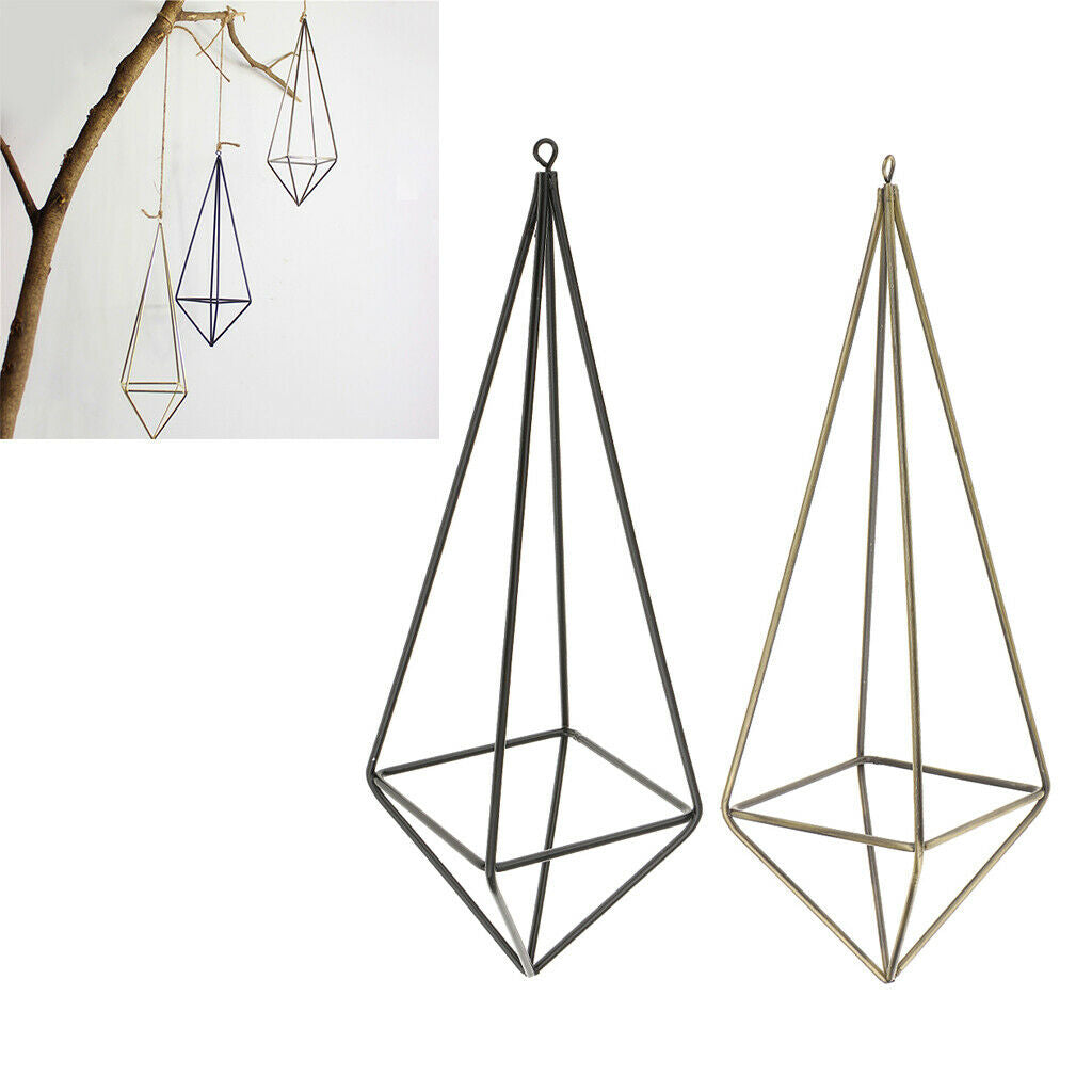 Metal 26cm Hanging Tillandsia Air Plant Rack Holder Garden Flower Pot Black