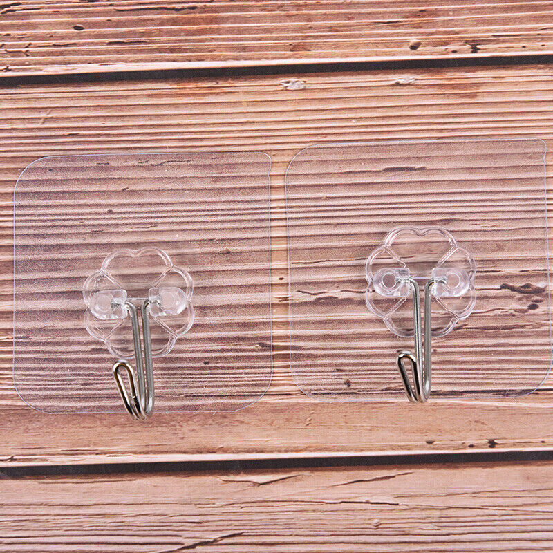 10x Strong Clear Suction Cup Sucker Wall Hooks Hanger For Kitchen Bathro.l8