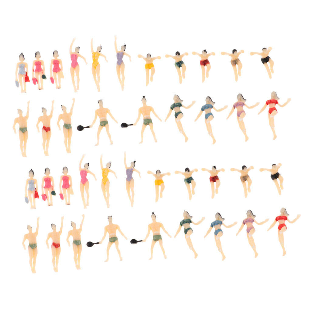 40x Plastic HO 1:100 Peoples Swimmer Set Parking Railway Scenery Decor