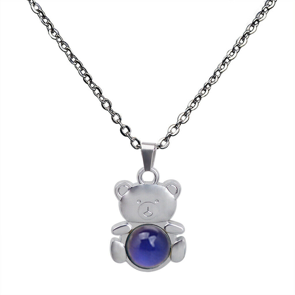 Charm Color-changing Mood Necklace Bear-shaped Pendant Women Banquet Jewelry
