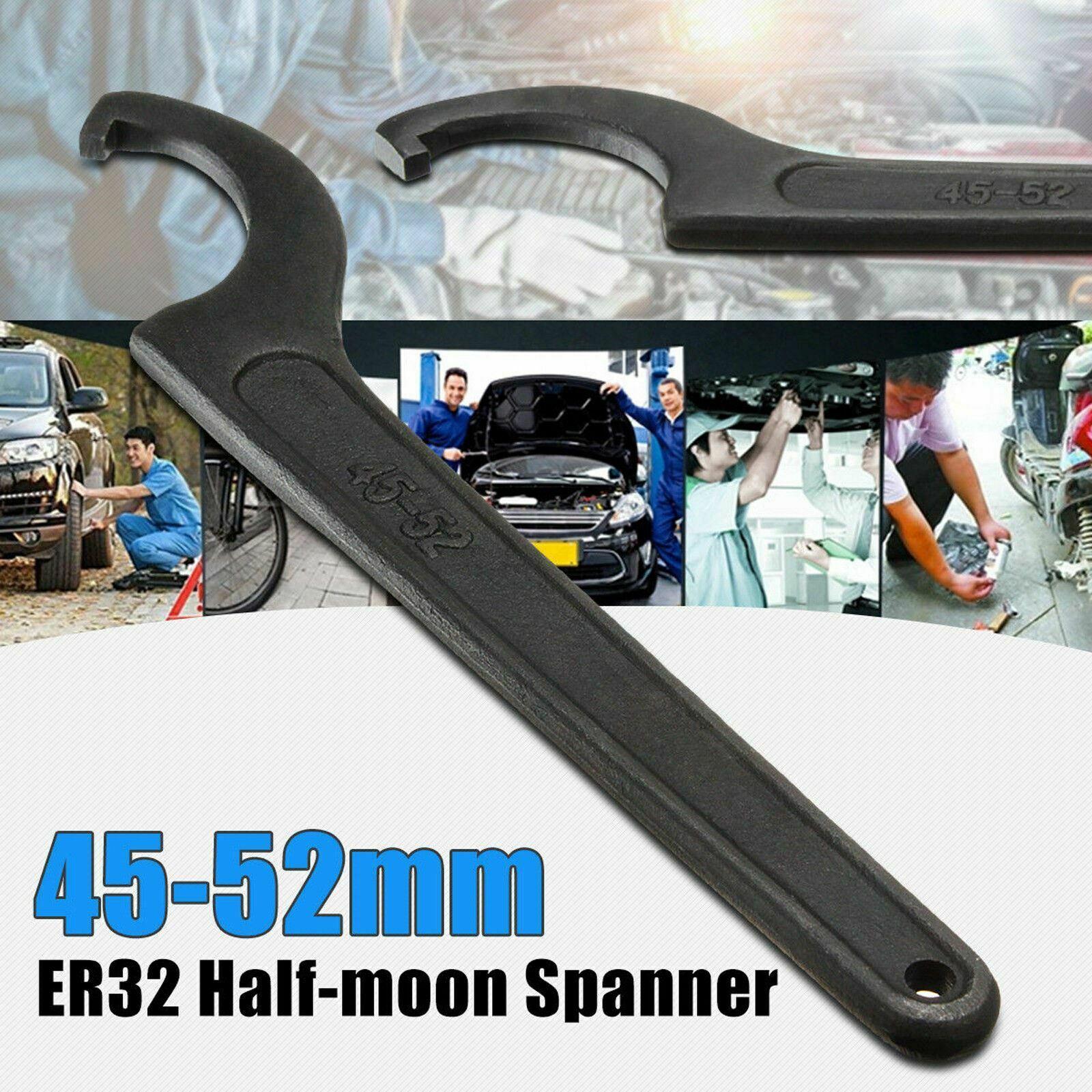 Heavy Duty Steel 45-52mm Half Moon C Spanner Mill Hook Holder Wrench CNC Tool