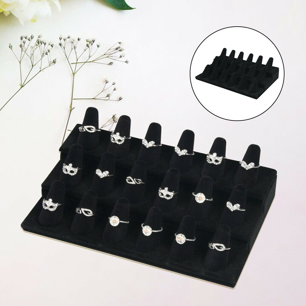 Wooden Cone Shape Finger Ring Display 18 Slots for Shows Home Accessories