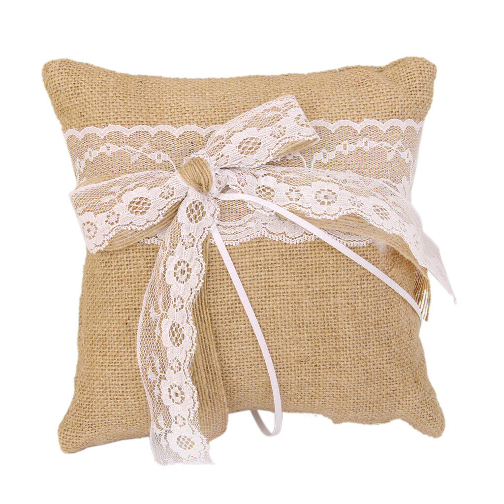 Vector Pillow  Pillow with Rustic Jute Bowknot Cord for Wedding