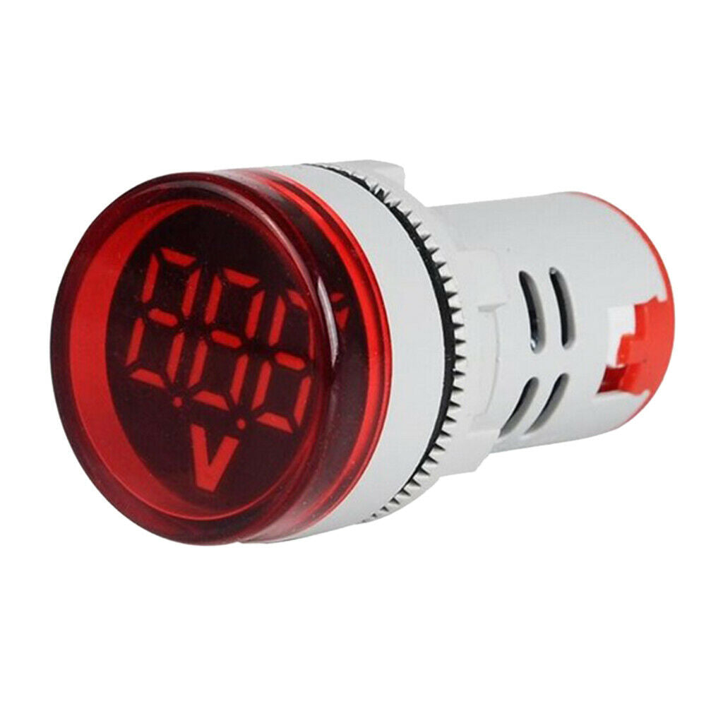 Pack of 2 Plastic DIY Mini Voltmeter Round Voltage Meter LED Indicator Light