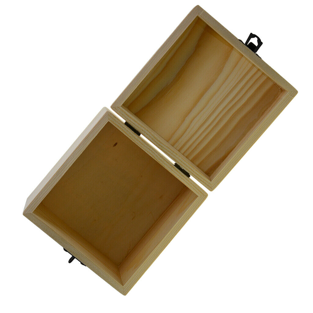 Plain Wooden Treasure Chest Wood Jewelry Storage Craft Box Square DIY