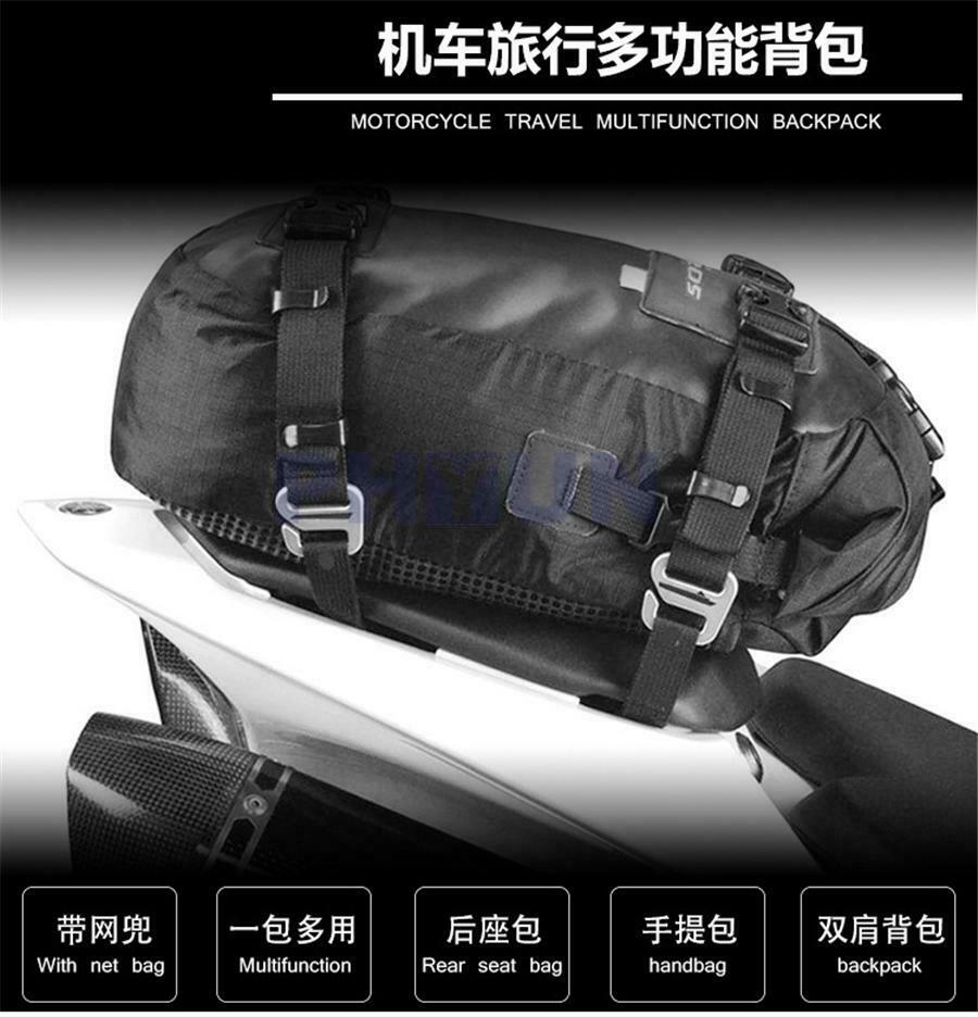 1 Pcs 20L Tail Bag Motorcycle Storage Backpack Black Multi-functional Rear Seat