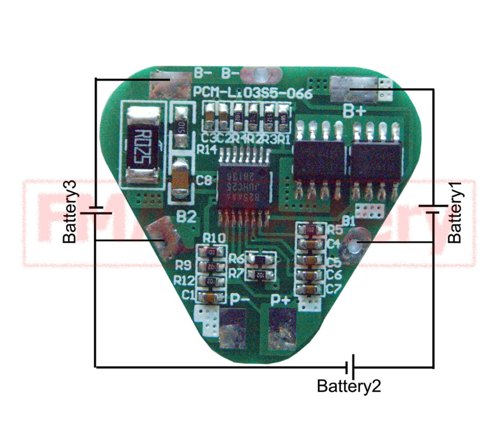 One 10.8V 11.1V Li-ion 18650 18500 Battery PCM Protection Circuit Module SM066