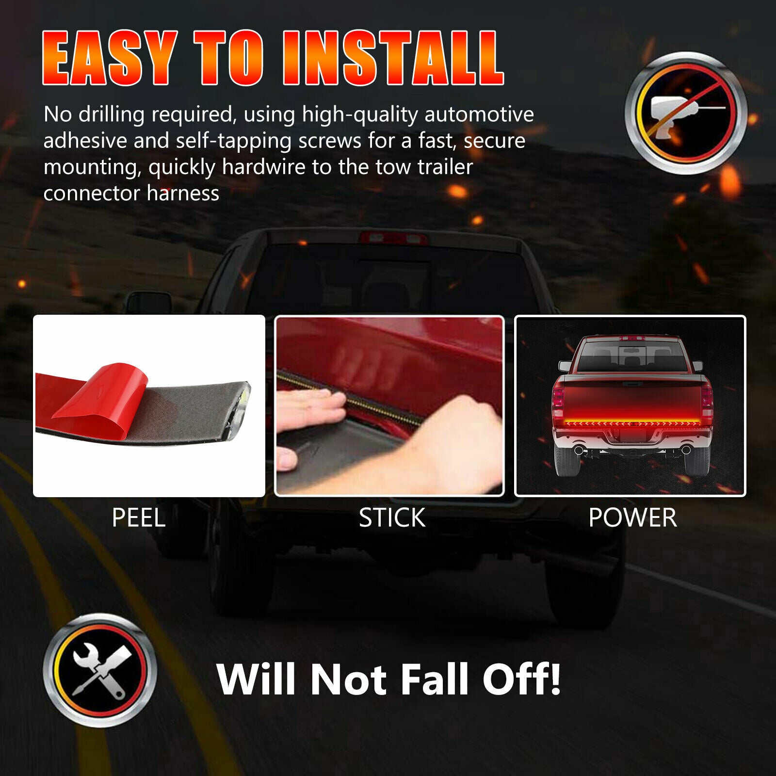 48" inch 432-LED Truck Strip Tailgate Turn Signal Brake Tail Reverse Light Bar