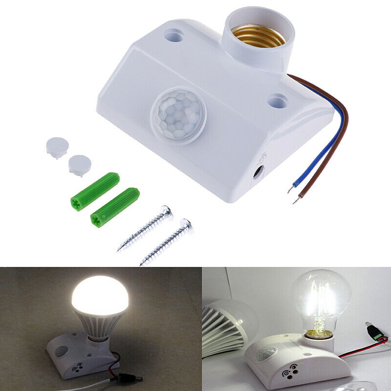 1Pc AC110-240V E27 Lamp Holder Base PIR Infrared Bulb Light Holder Sensor Swi_DD