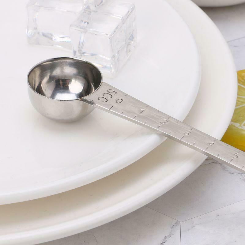Stainless Steel Double Ends Measuring Spoon With Scale Coffee Scoop Tablespoon