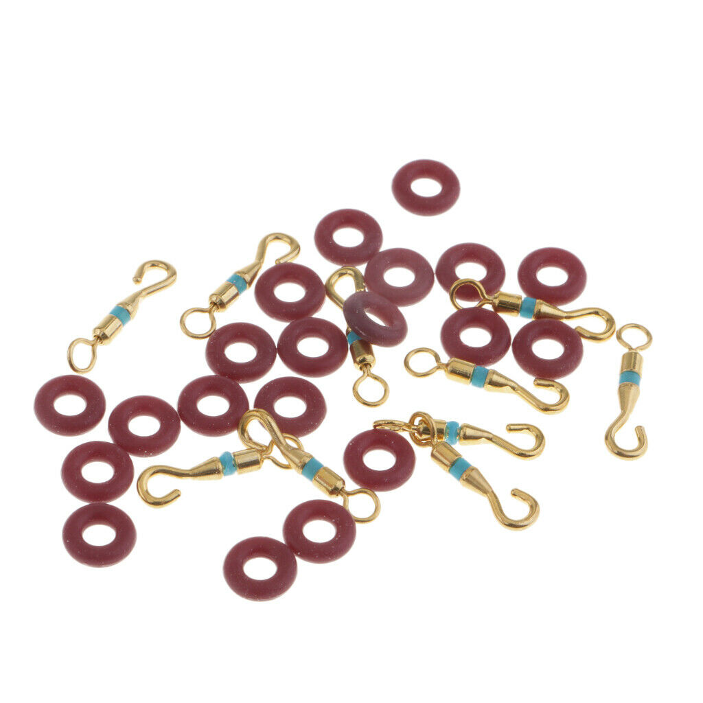 10pcs Opening Swivels + 20pcs O Shaped Rings Fishing Line Connector Buffer L